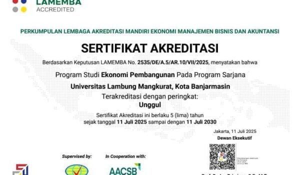 Prodi Ekonomi Pembangunan FEB ULM Cetak Prestasi, Raih Akreditasi Unggul